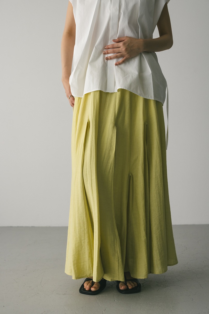 ピンタックパネルフレアスカート 詳細画像 YEL 5