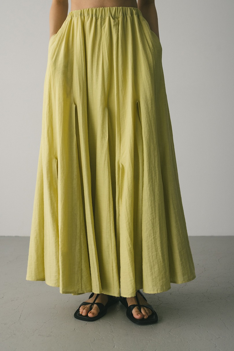 ピンタックパネルフレアスカート 詳細画像 YEL 8