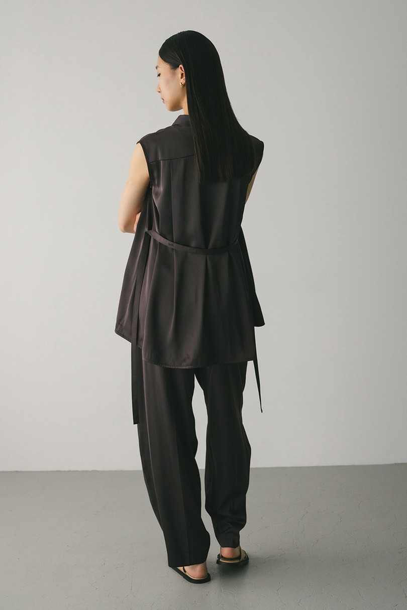 サテンタックフォルムパンツ 詳細画像 BRN 5