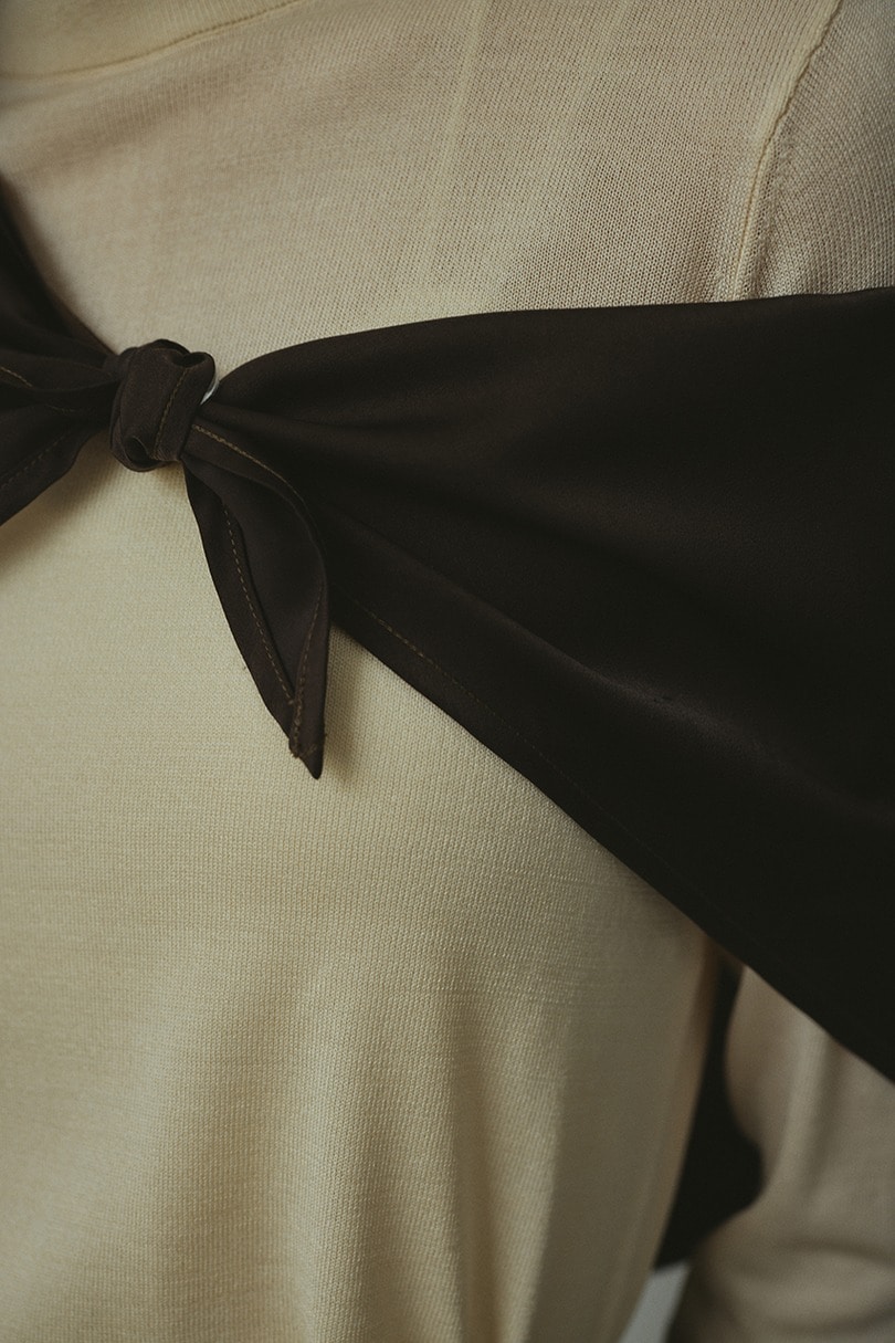 ステッチラインサテンスカーフ 詳細画像 BRN 3