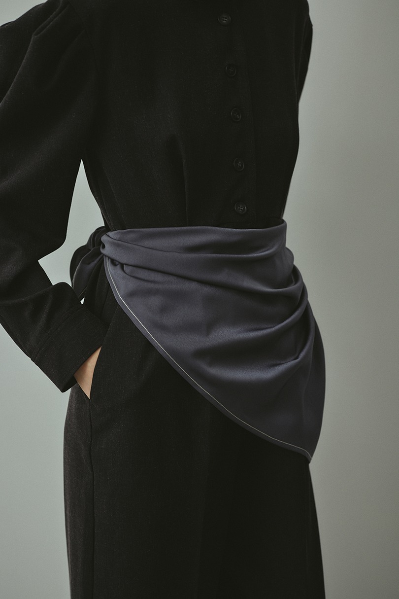 ステッチラインサテンスカーフ 詳細画像 GRY 2