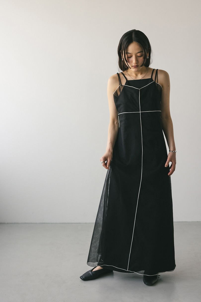 バイカラーチュールレイヤーワンピース