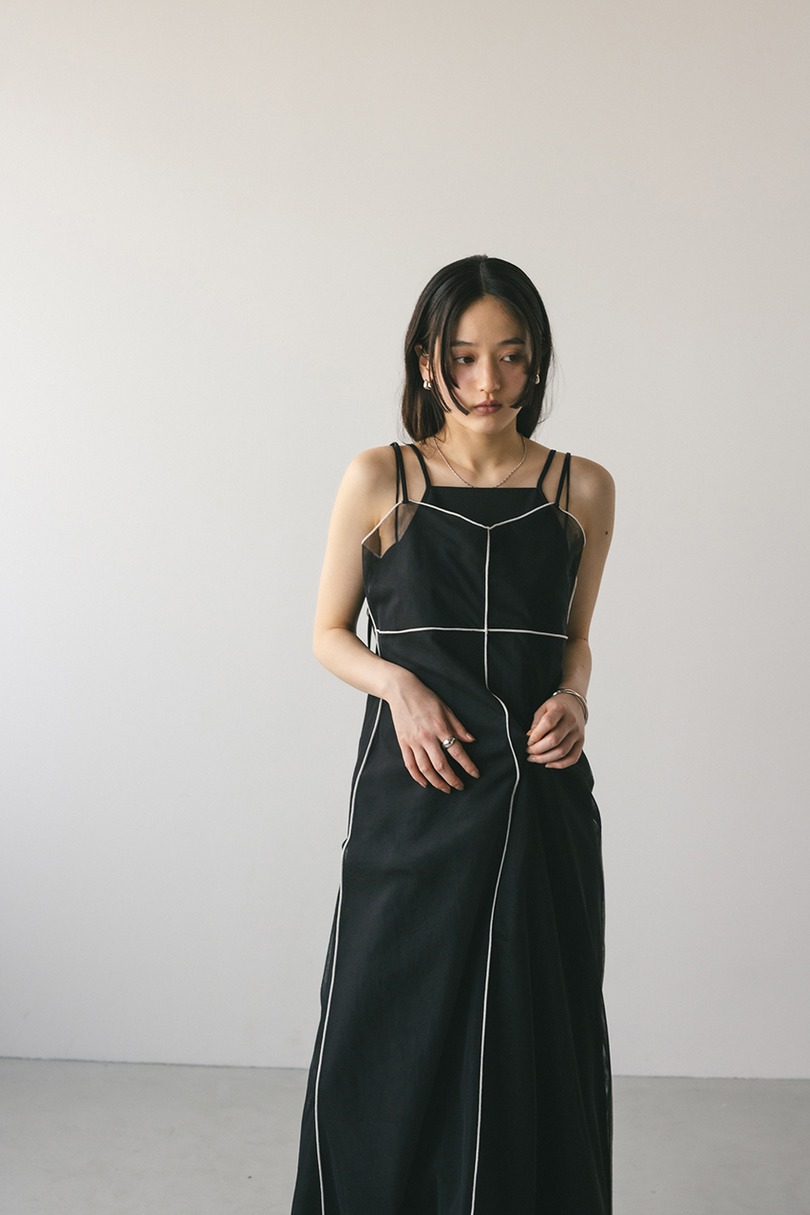 バイカラーチュールレイヤーワンピース 詳細画像 BLK 4