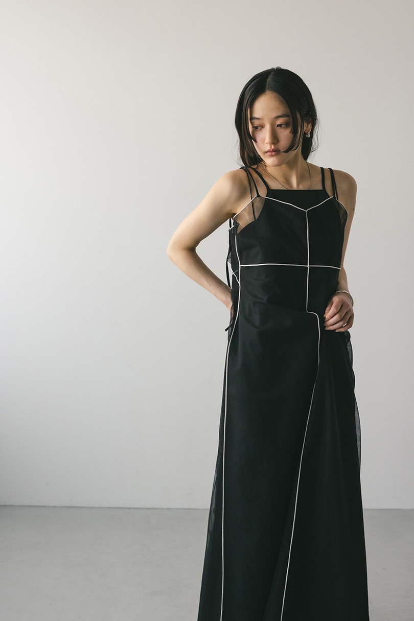 バイカラーチュールレイヤーワンピース 詳細画像 BLK 5