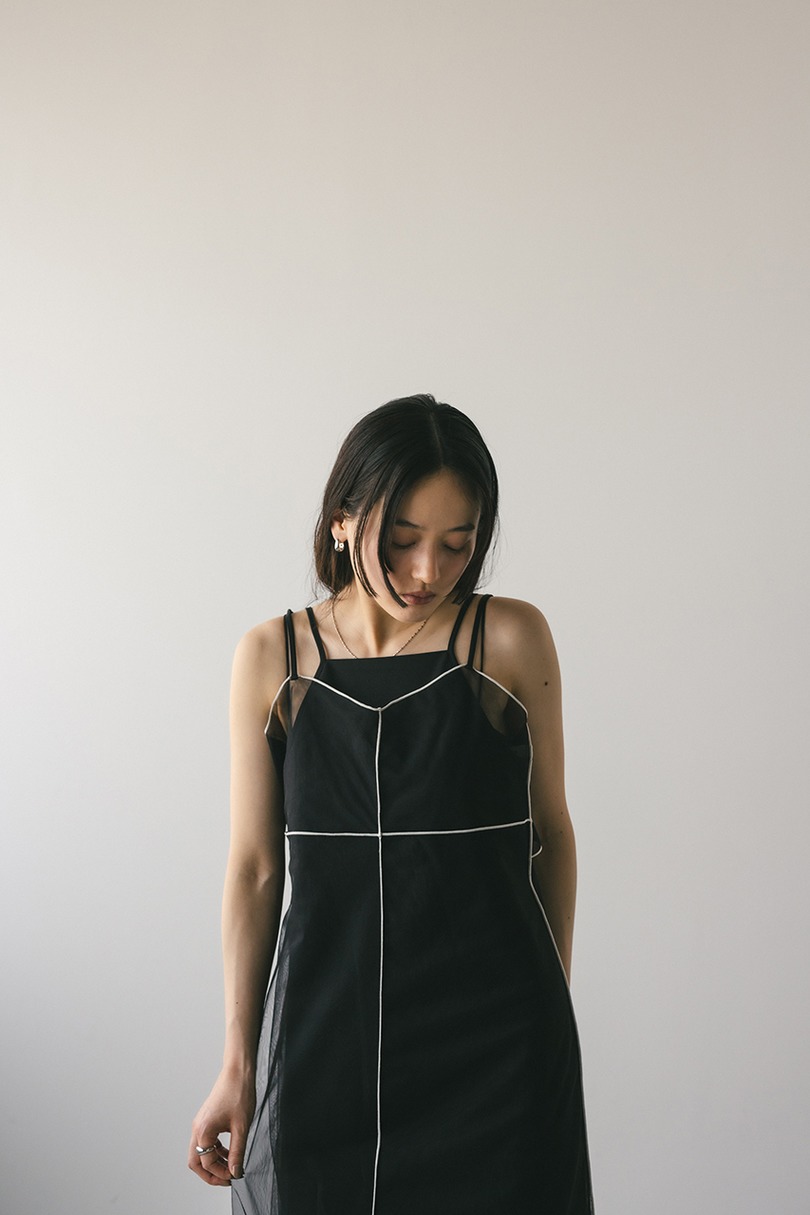 バイカラーチュールレイヤーワンピース 詳細画像 BLK 6