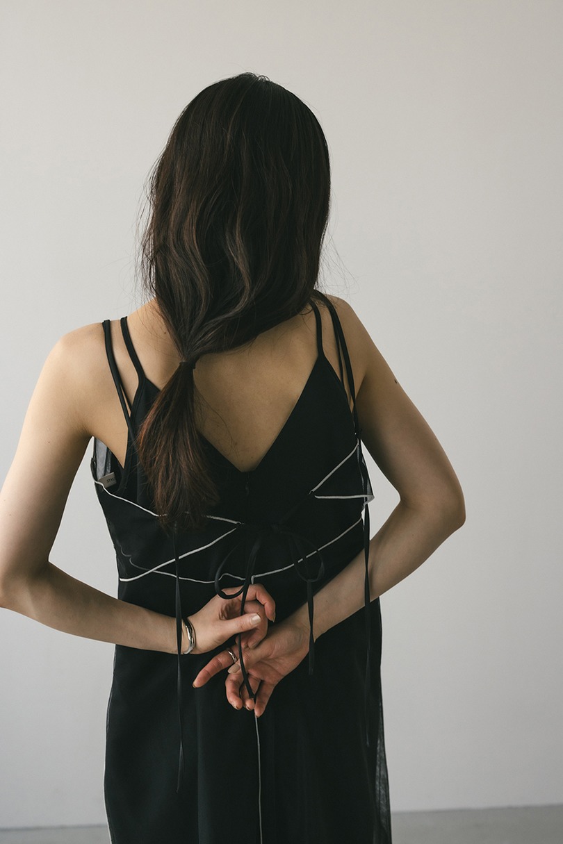 バイカラーチュールレイヤーワンピース 詳細画像 BLK 7