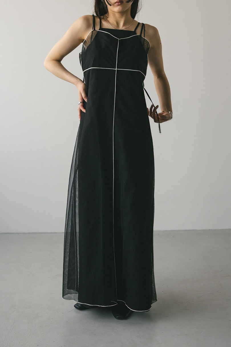 バイカラーチュールレイヤーワンピース 詳細画像 BLK 8