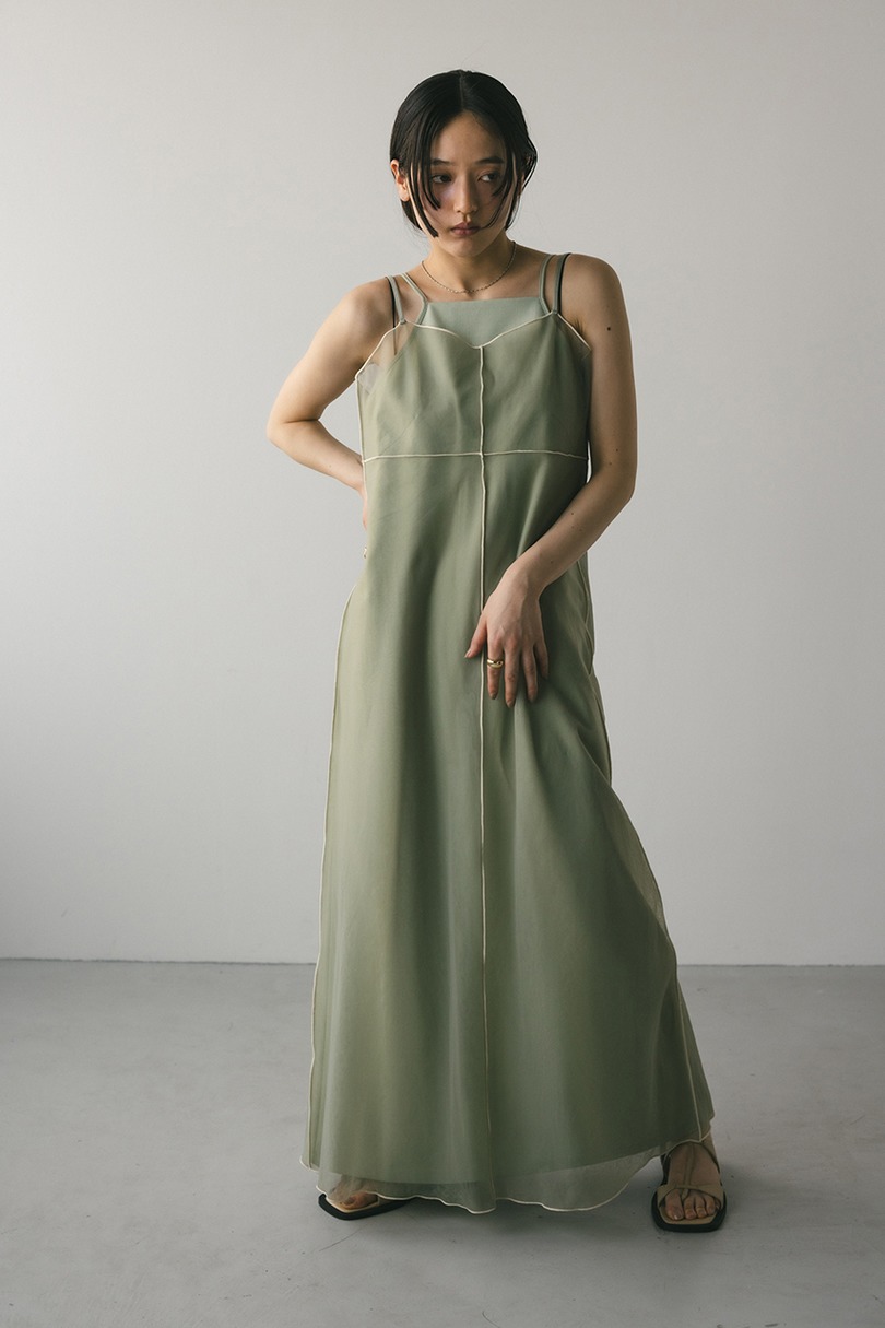バイカラーチュールレイヤーワンピース 詳細画像 GRN 3