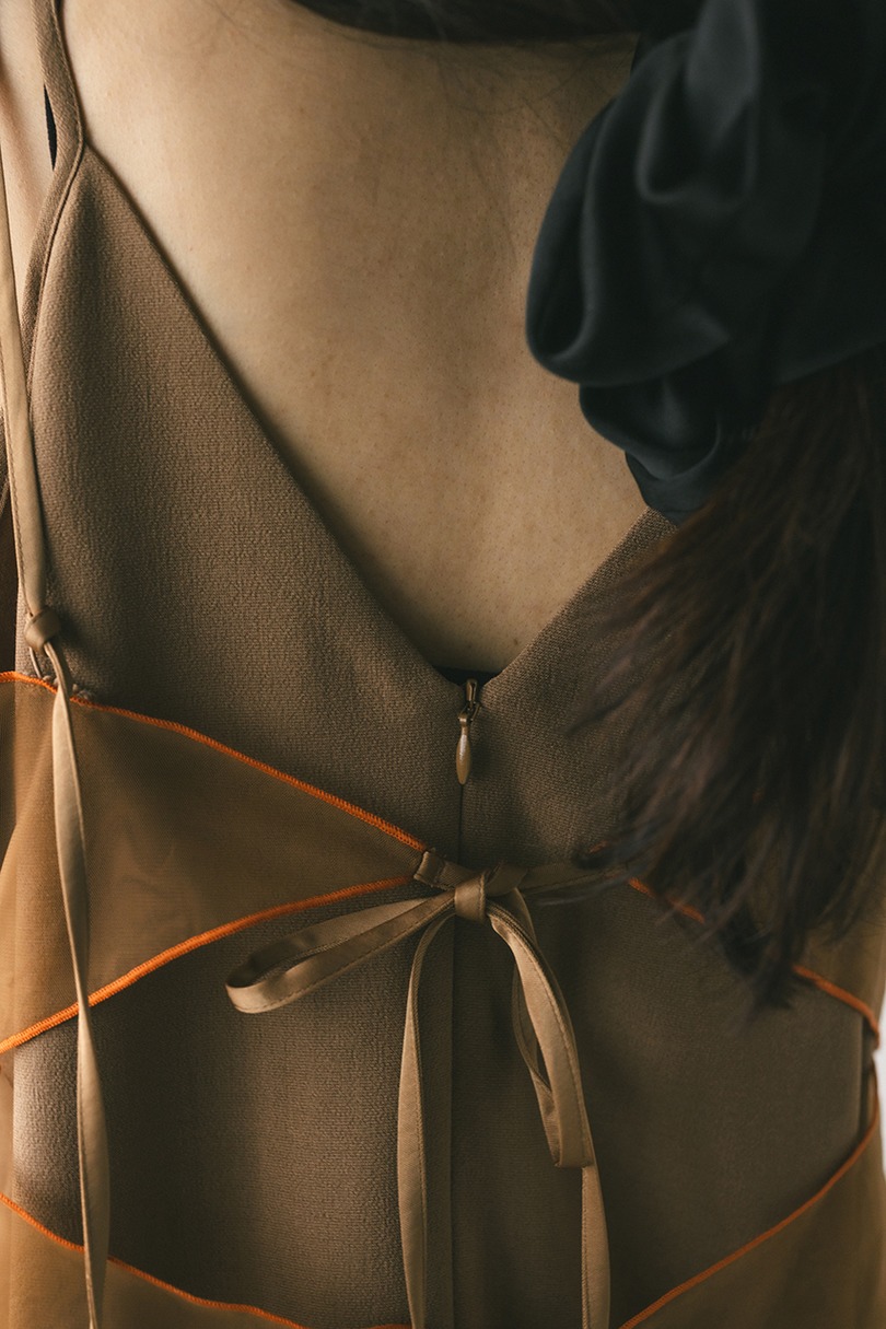 バイカラーチュールレイヤーワンピース 詳細画像 BRN 12