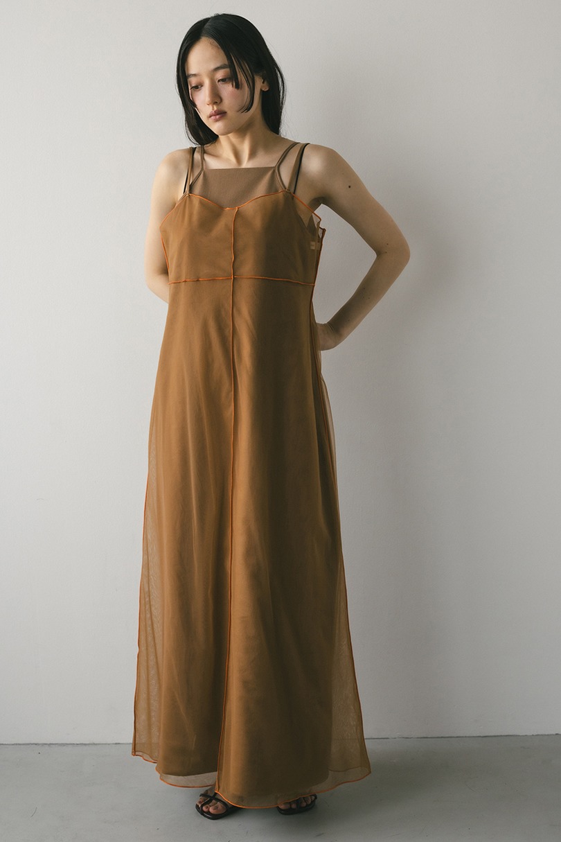 バイカラーチュールレイヤーワンピース 詳細画像 BRN 3