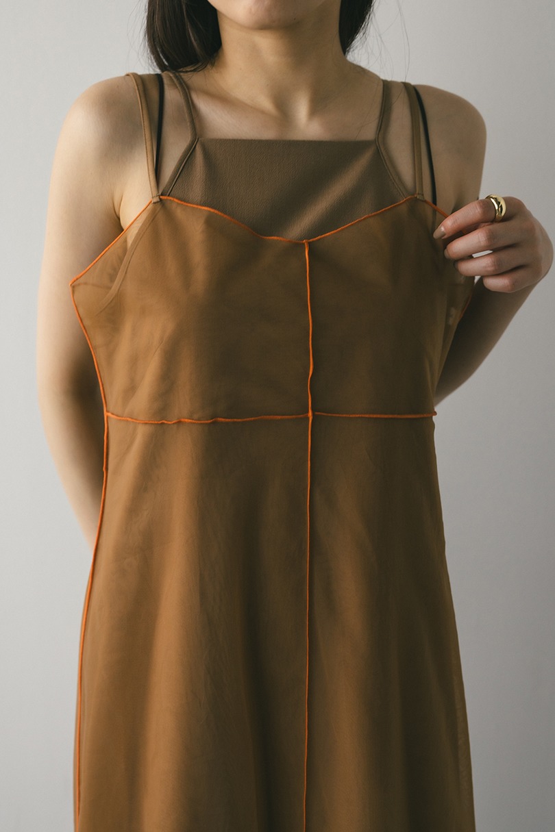 バイカラーチュールレイヤーワンピース 詳細画像 BRN 9