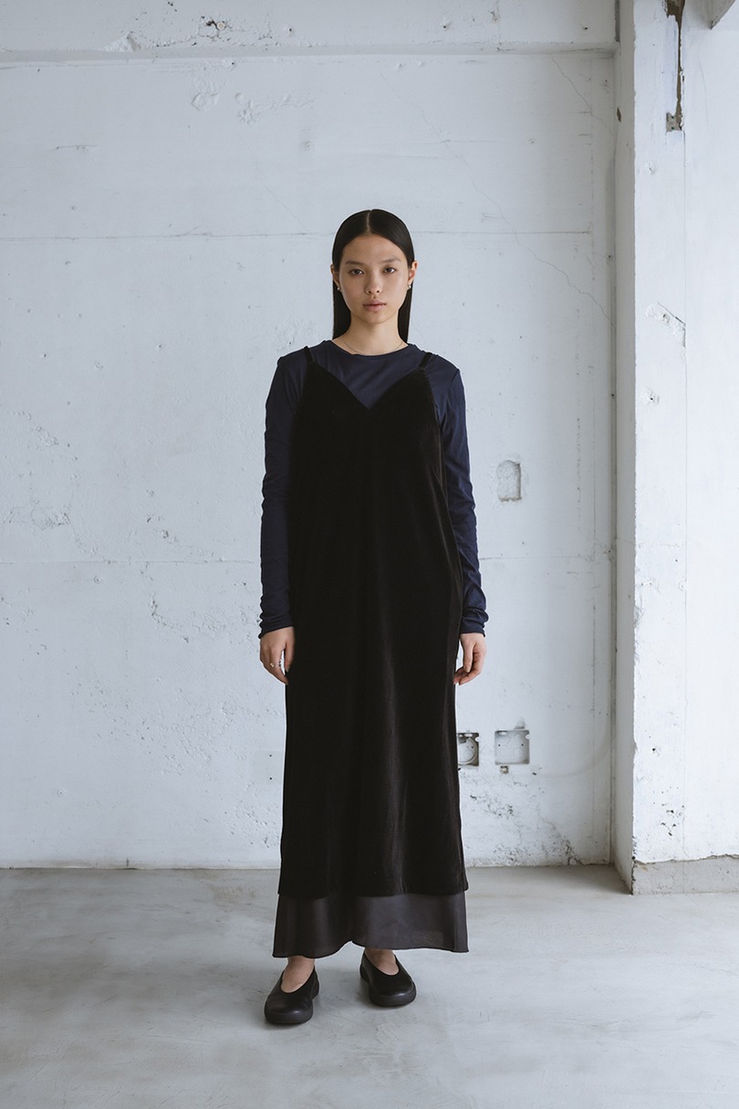 ベロアレイヤーキャミワンピース 詳細画像 BLK 2