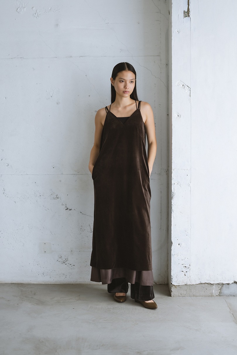 ベロアレイヤーキャミワンピース 詳細画像 BRN 2