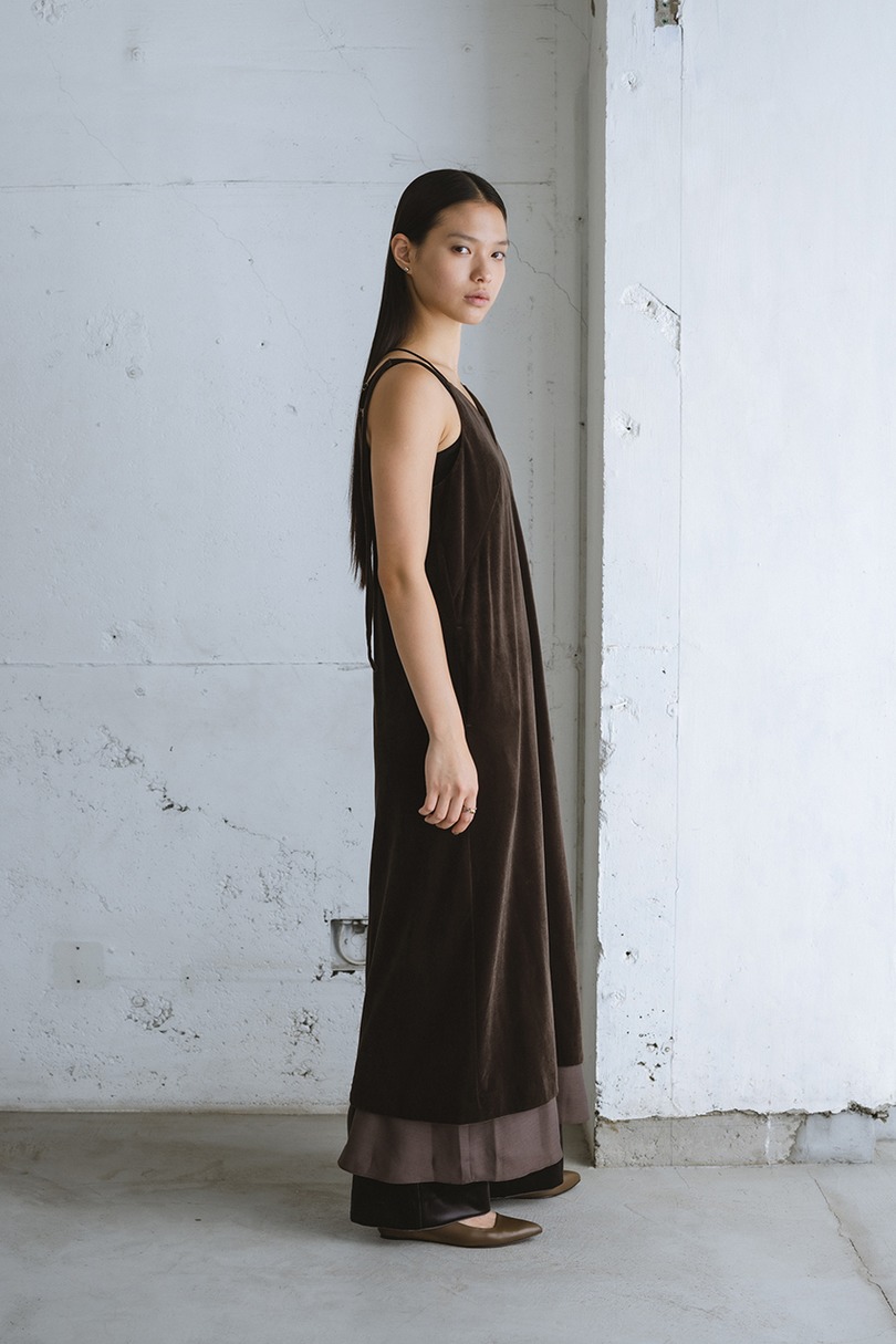 ベロアレイヤーキャミワンピース 詳細画像 BRN 3