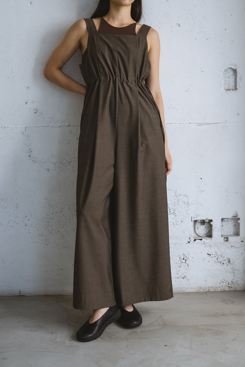 サイドギャザーワイドロンパース