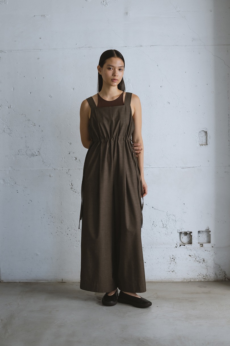 サイドギャザーワイドロンパース 詳細画像 BRN 2