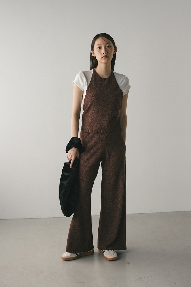 ホルターパイルニットトップ