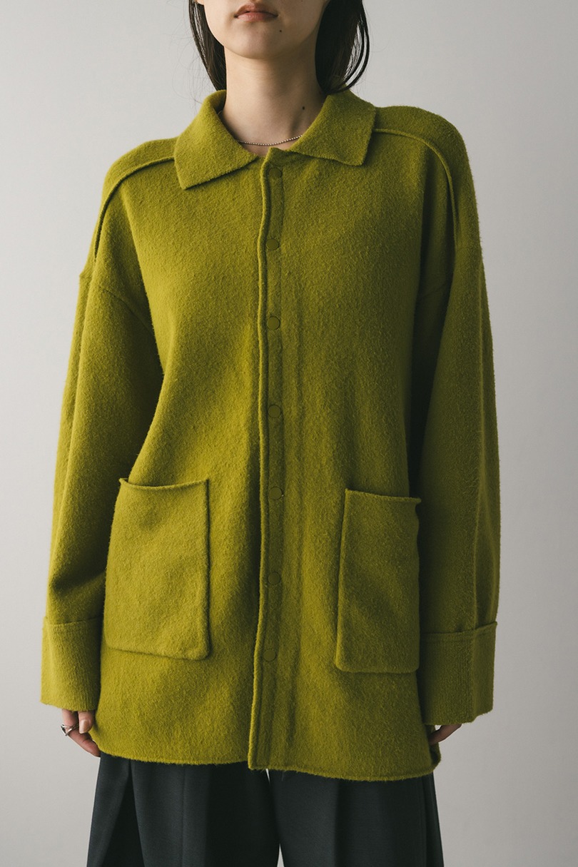 ハイラインウールミックスニットシャツ 詳細画像 GRN 4