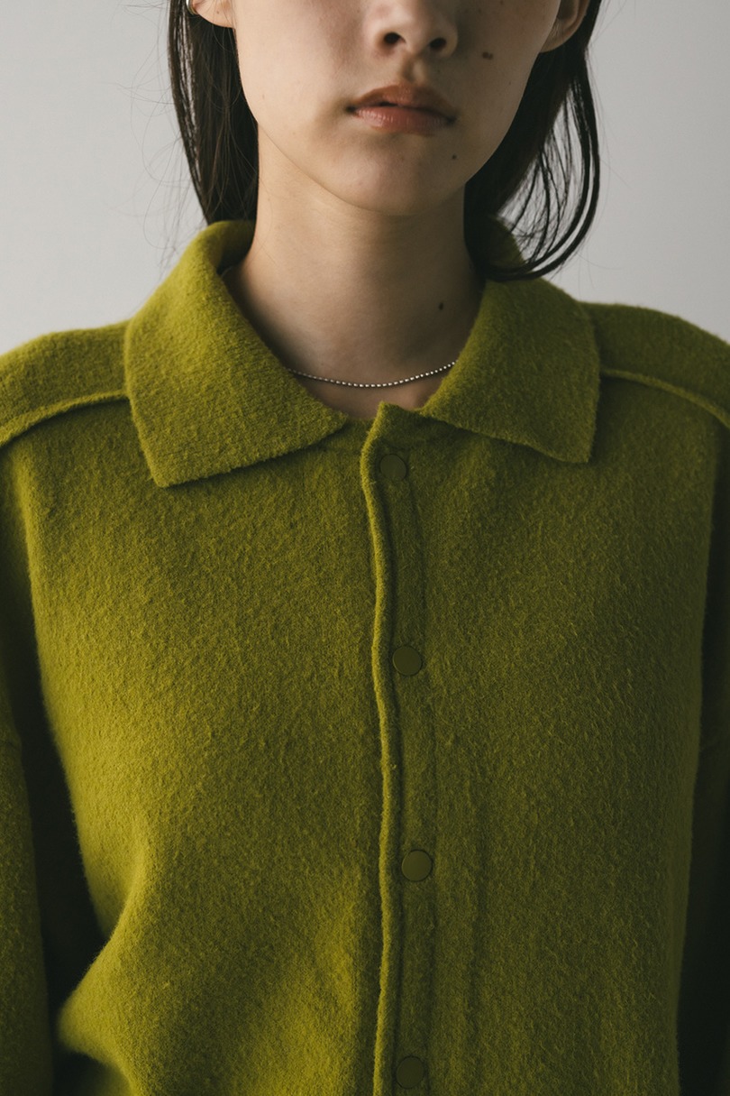 ハイラインウールミックスニットシャツ 詳細画像 GRN 5