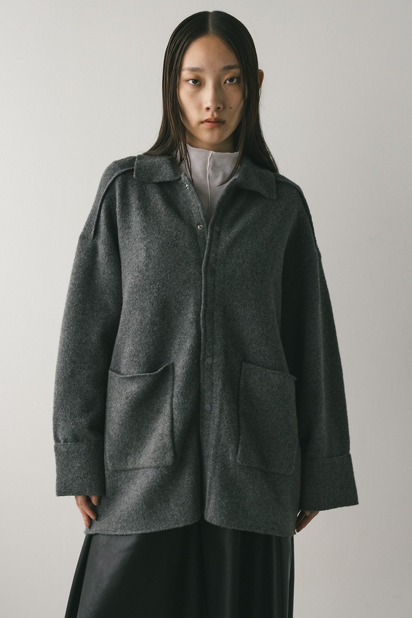 ハイラインウールミックスニットシャツ