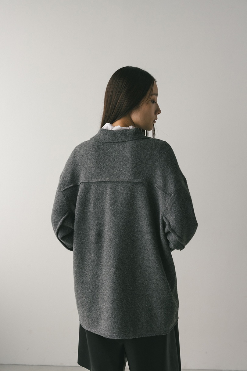 ハイラインウールミックスニットシャツ 詳細画像 C.GRY 7
