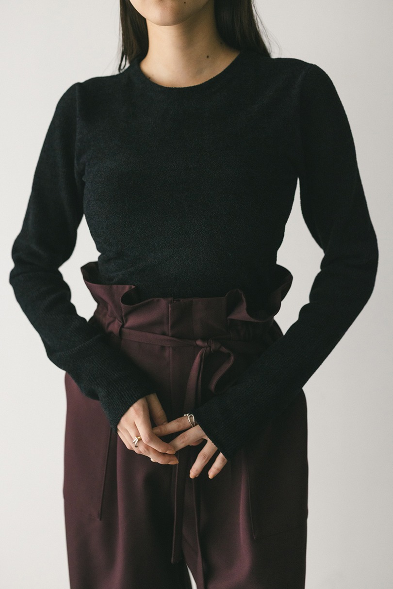 バックオープンベロアショートニット 詳細画像 BLK 4