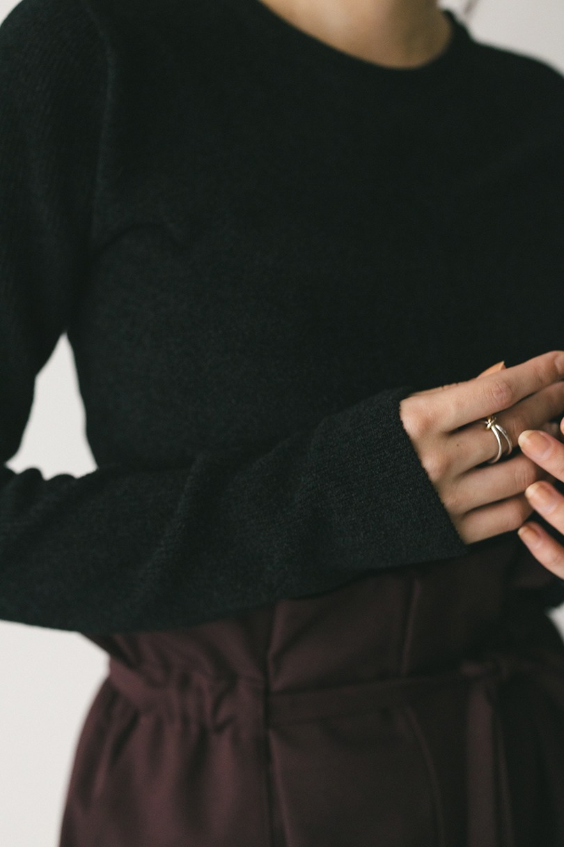 バックオープンベロアショートニット 詳細画像 BLK 6