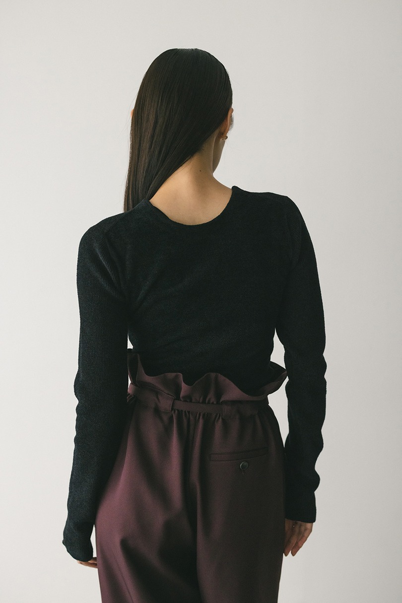 バックオープンベロアショートニット 詳細画像 BLK 7