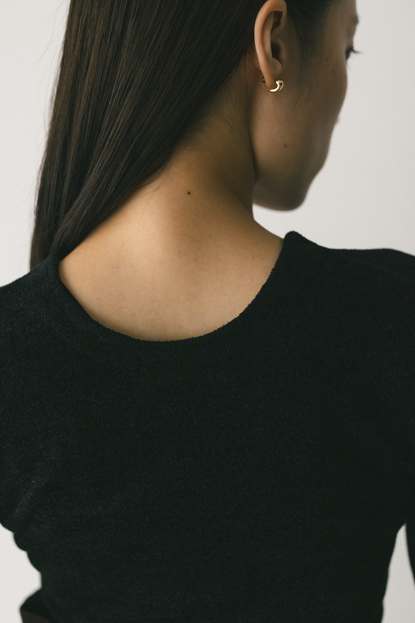 バックオープンベロアショートニット 詳細画像 BLK 8