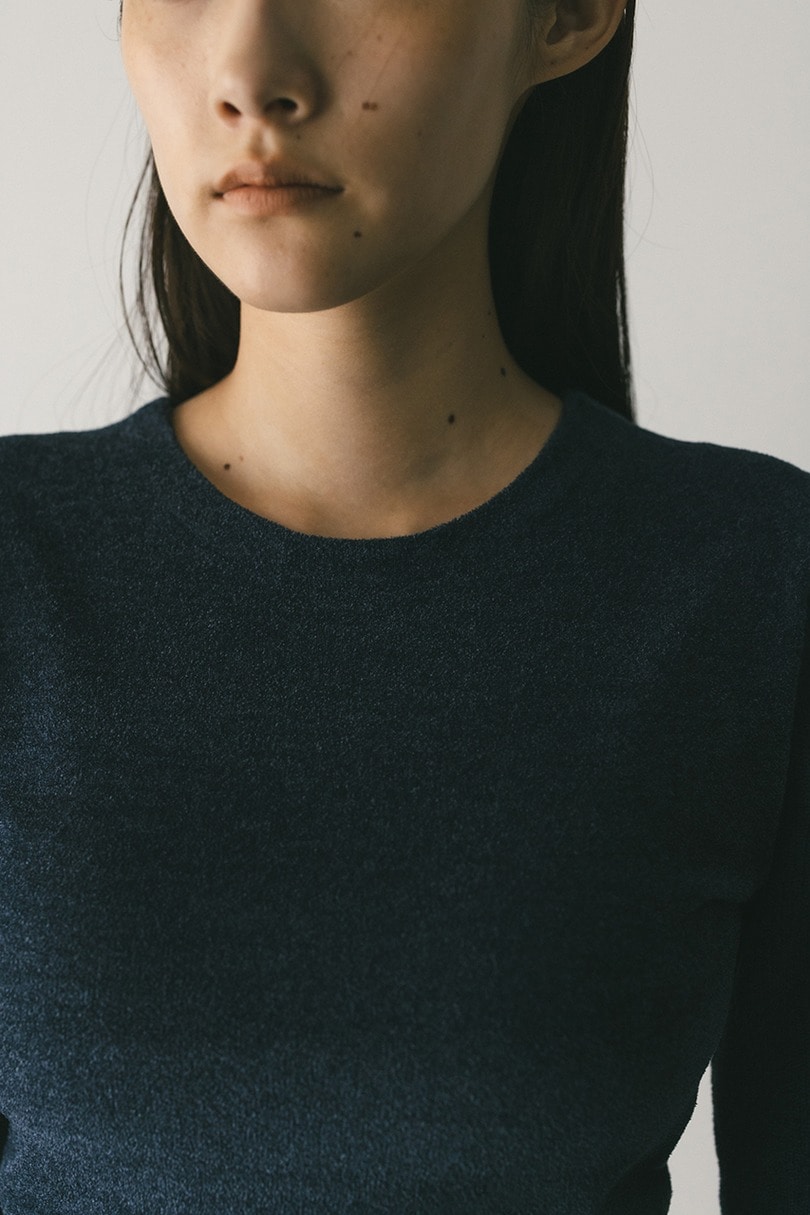 バックオープンベロアショートニット 詳細画像 NVY 4