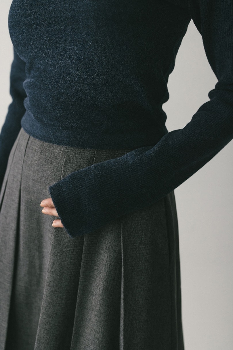 バックオープンベロアショートニット 詳細画像 NVY 5