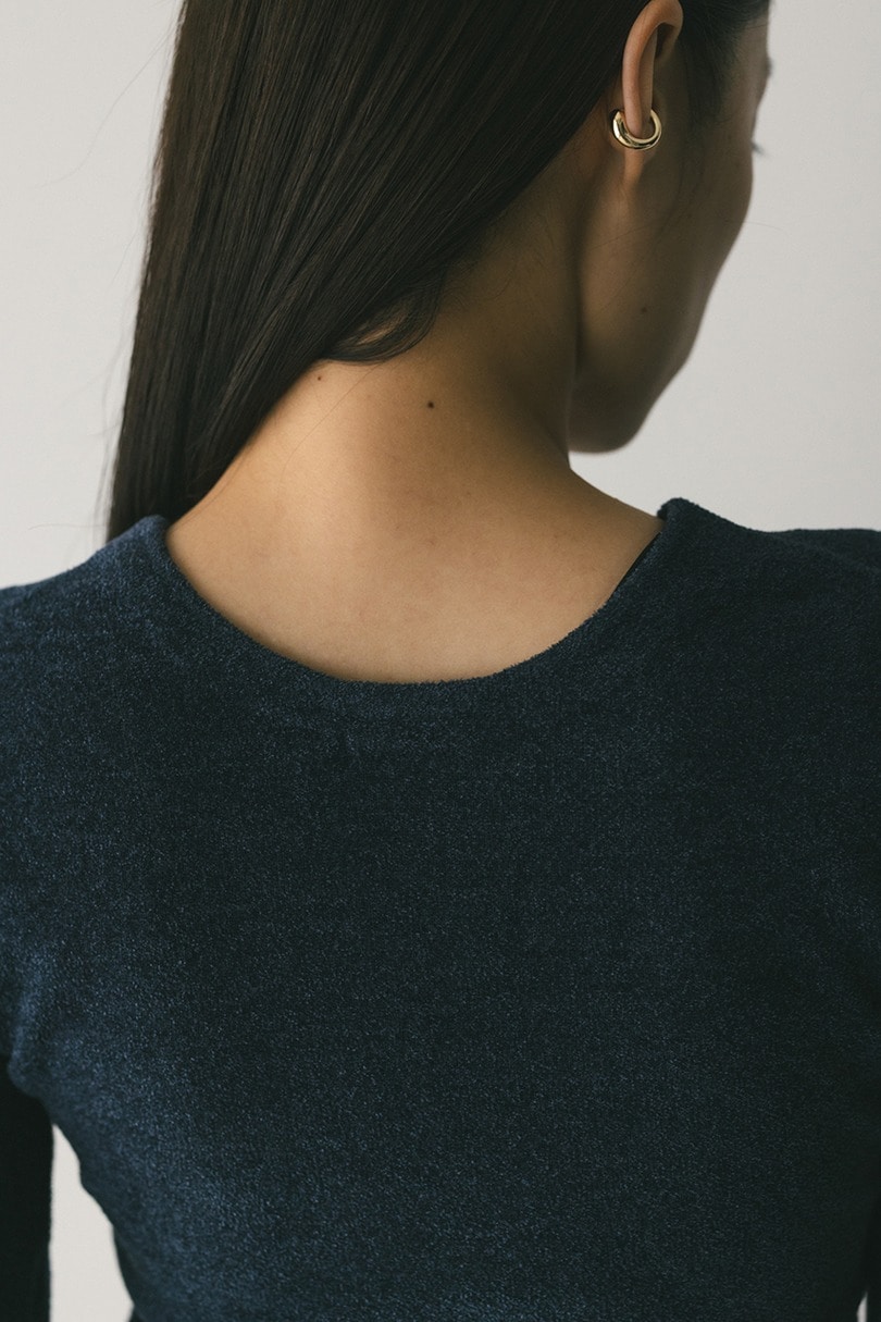 バックオープンベロアショートニット 詳細画像 NVY 6