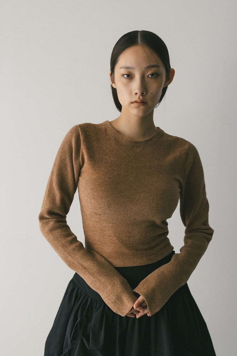 バックオープンベロアショートニット 詳細画像 CAM 3