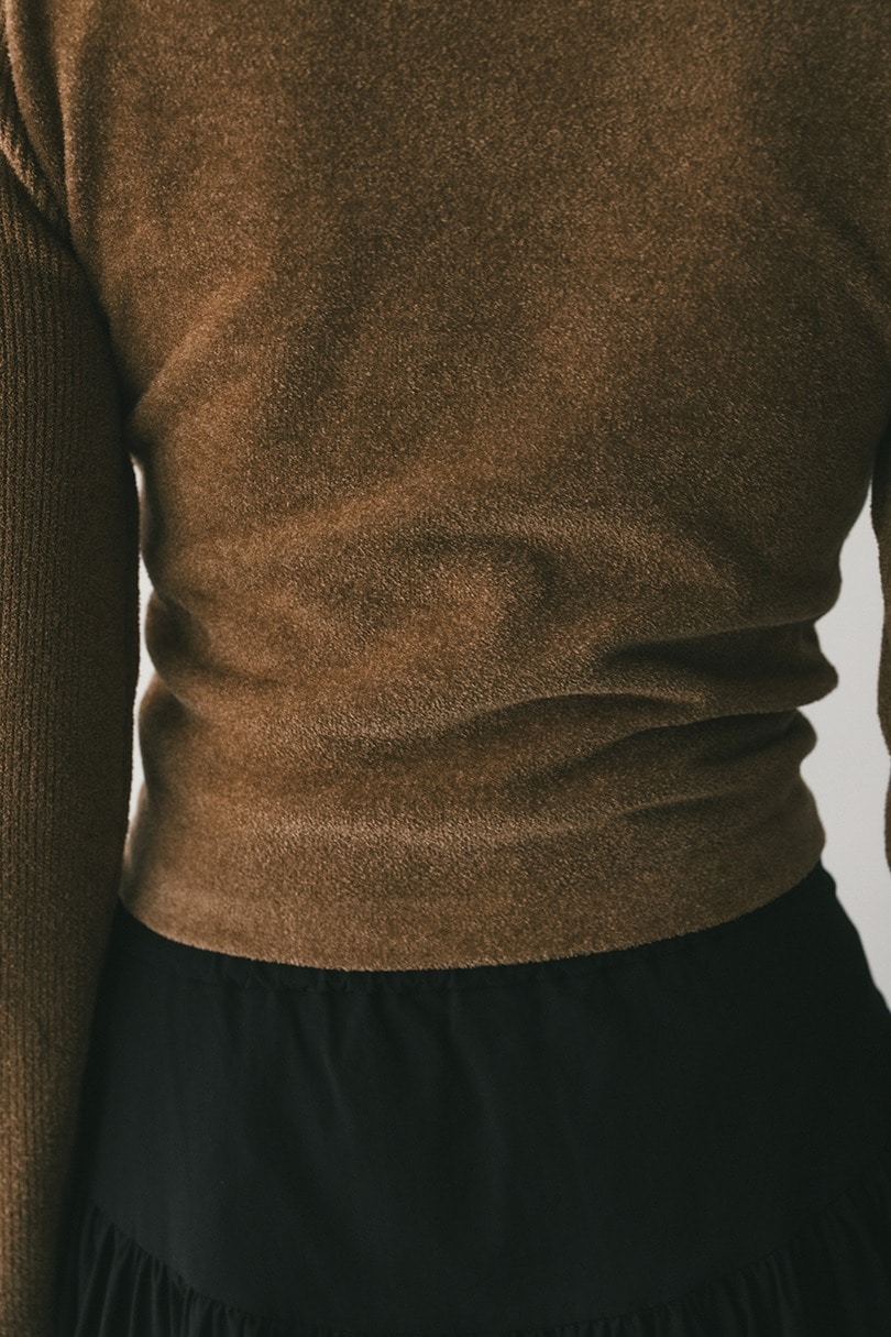 バックオープンベロアショートニット 詳細画像 CAM 9