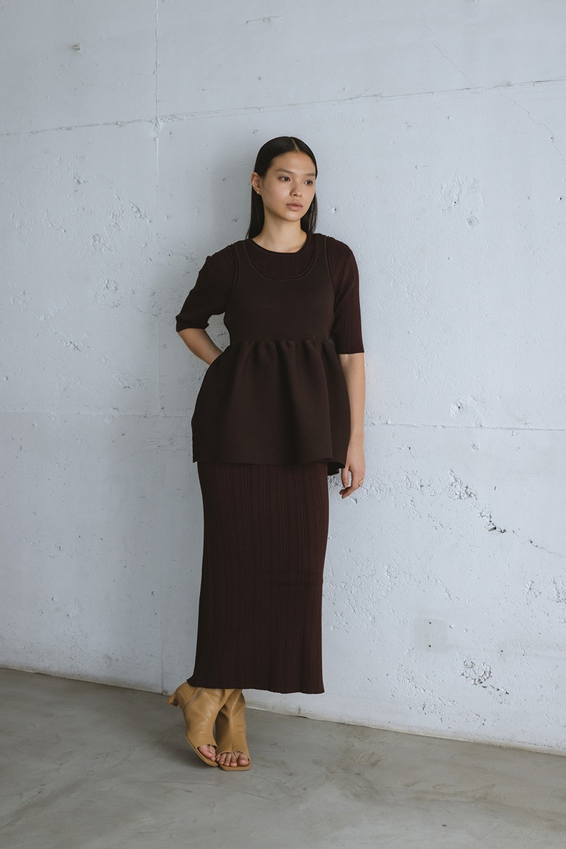 マルチWAYペプラムニットワンピース 詳細画像 BRN 2