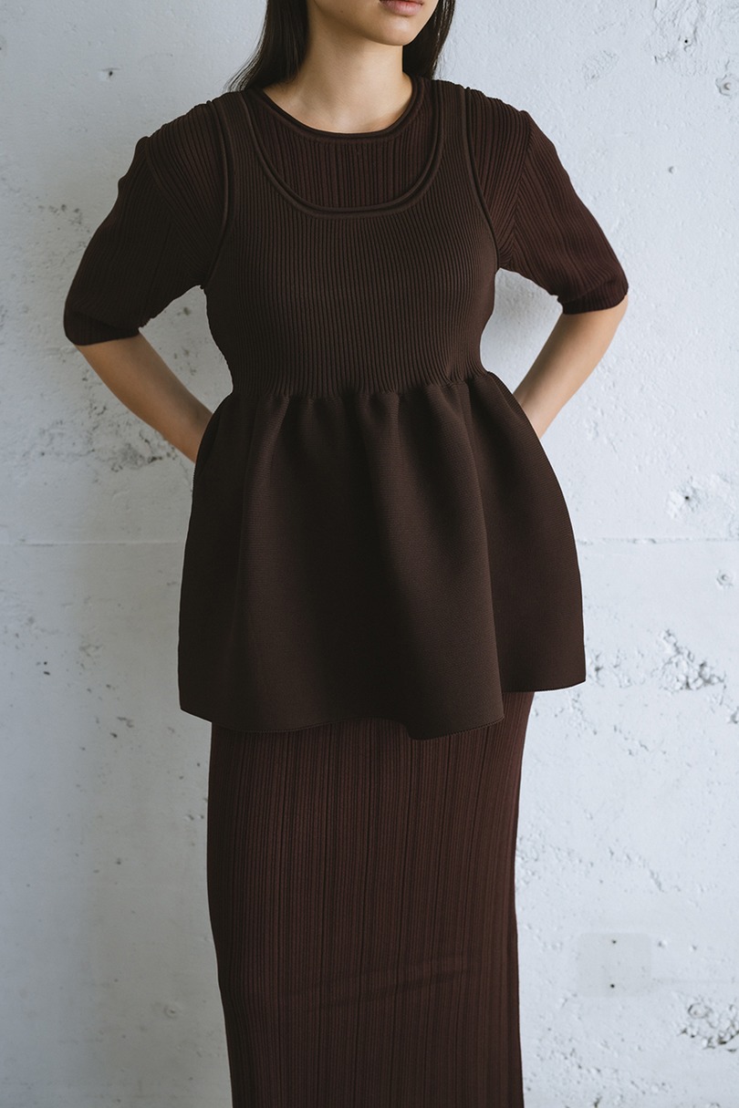 マルチWAYペプラムニットワンピース 詳細画像 BRN 7