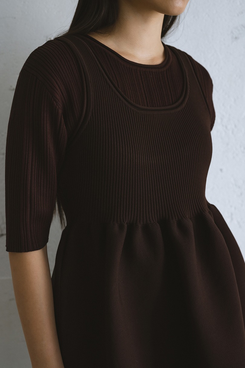 マルチWAYペプラムニットワンピース 詳細画像 BRN 9