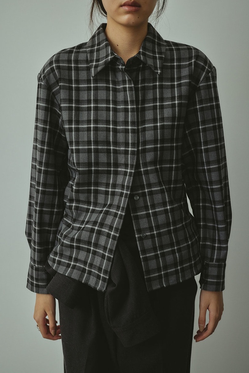 パワーショルダーチェックシャツ 詳細画像 BLK 5