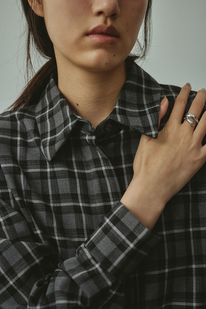 パワーショルダーチェックシャツ 詳細画像 BLK 6