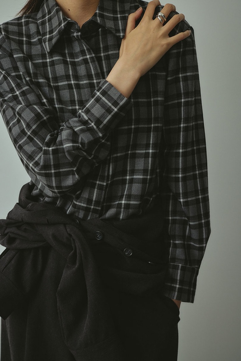 パワーショルダーチェックシャツ 詳細画像 BLK 7