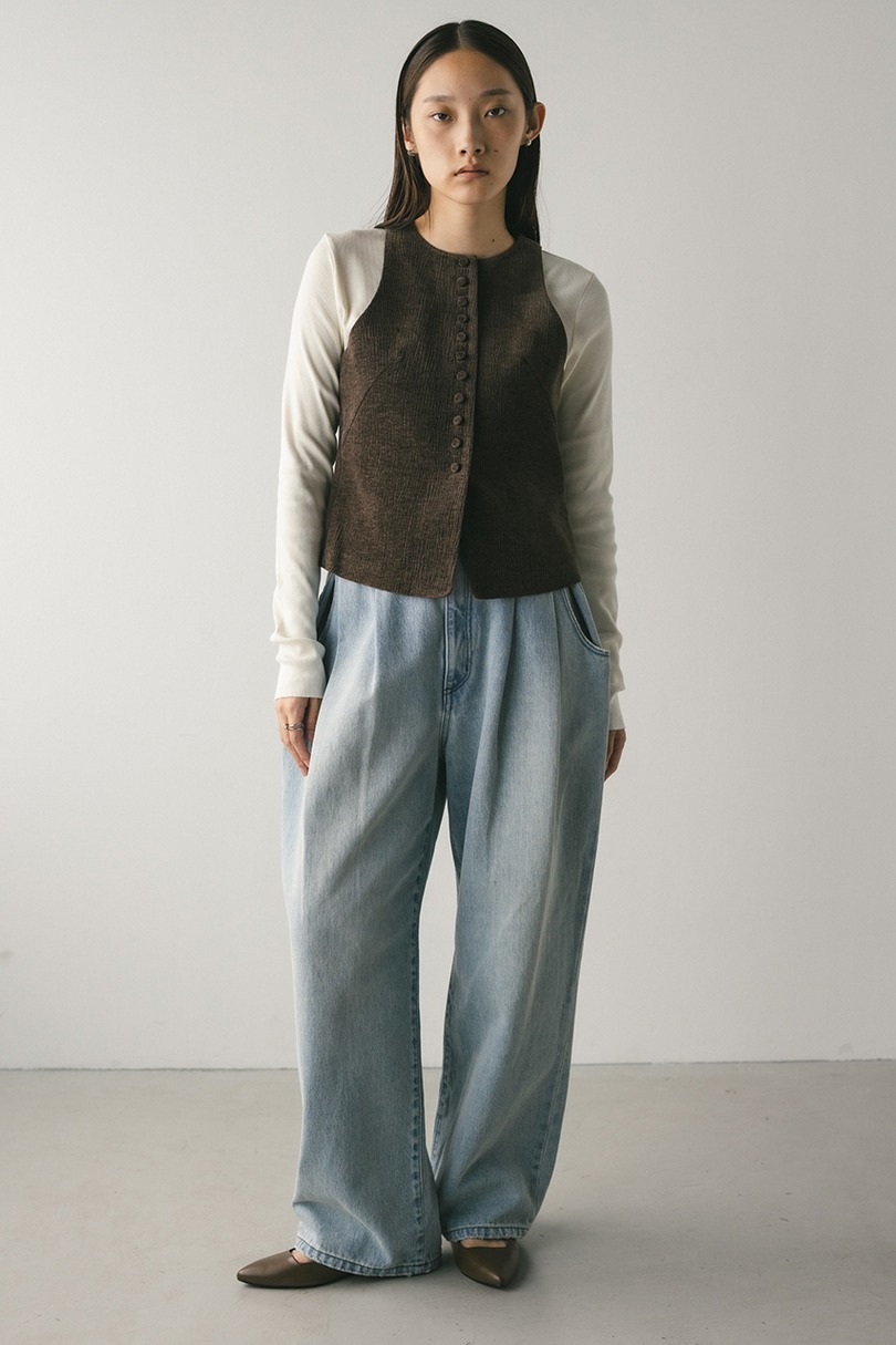 バックオープンベロアベスト 詳細画像 BRN 2