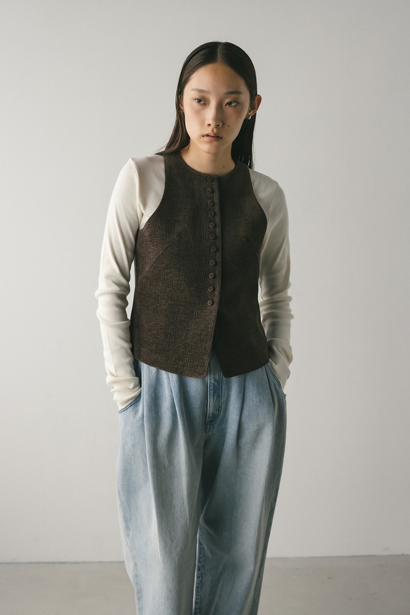 バックオープンベロアベスト 詳細画像 BRN 3