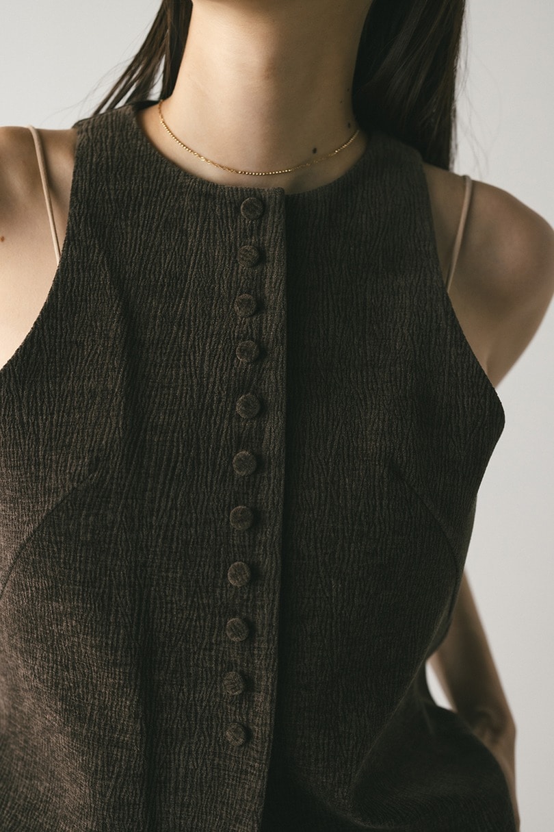 バックオープンベロアベスト 詳細画像 BRN 7