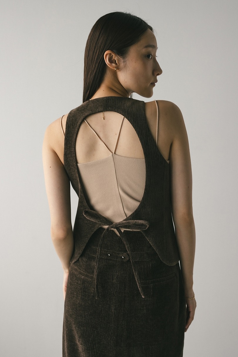 バックオープンベロアベスト 詳細画像 BRN 9