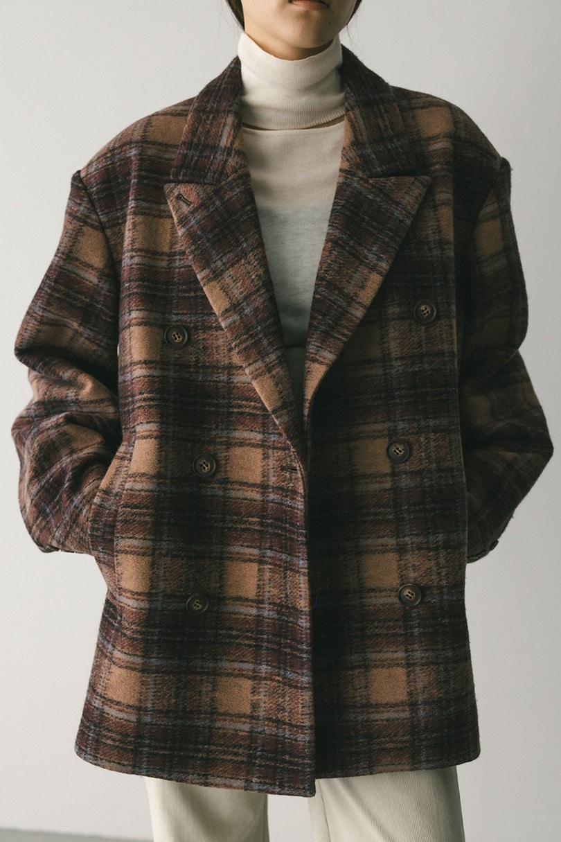 パワーショルダーPコート 詳細画像 柄BRN 3