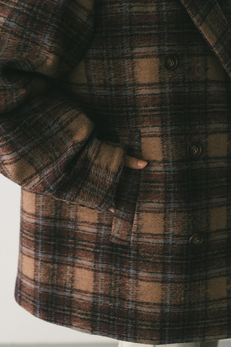 パワーショルダーPコート 詳細画像 柄BRN 4