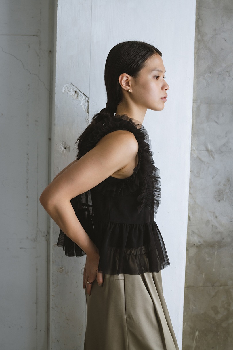 チュールフリルベスト 詳細画像 BLK 4