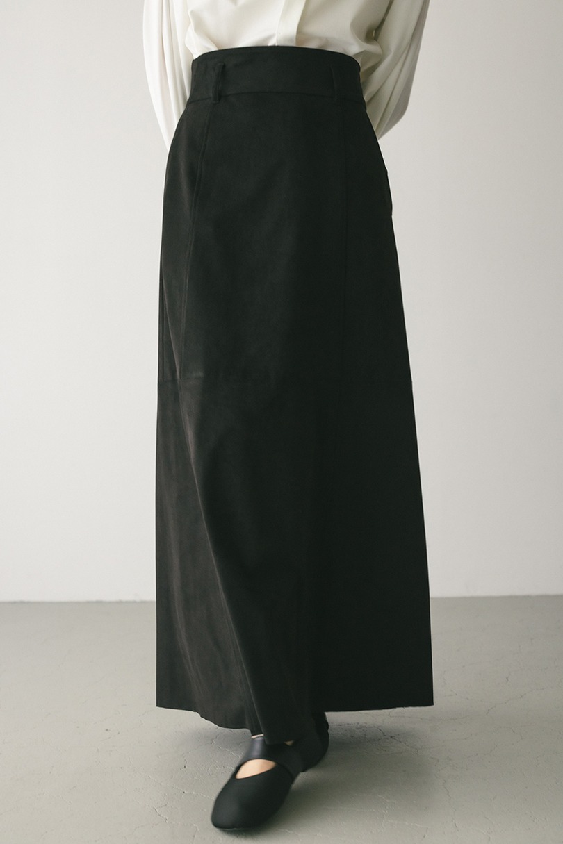 フェイクスウェードパネルフレアスカート