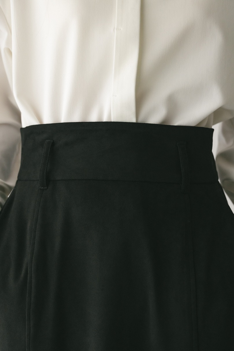 フェイクスウェードパネルフレアスカート 詳細画像 BLK 2