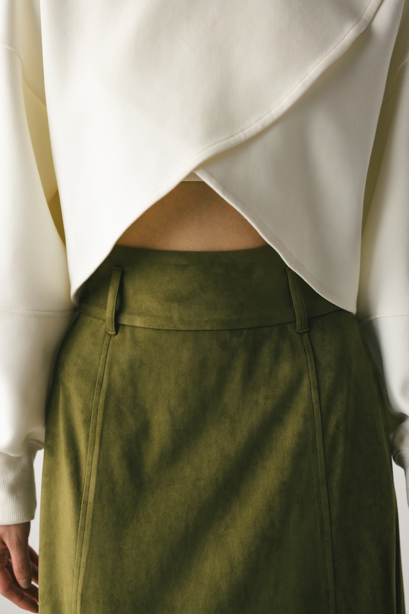 フェイクスウェードパネルフレアスカート 詳細画像 GRN 4